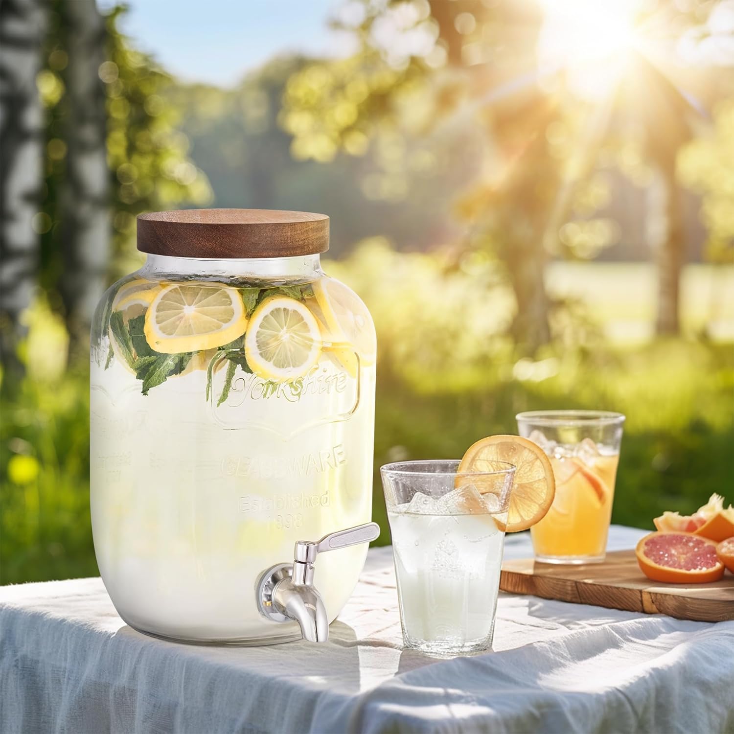 Mustry Glass Drink Dispenser for Parties, 1 Gallon Beverage Dispenser with Spigot Solid Stainless Steel, Used as Lemonade Dispenser Sun Tea Jar Kombucha Jar - Image 5