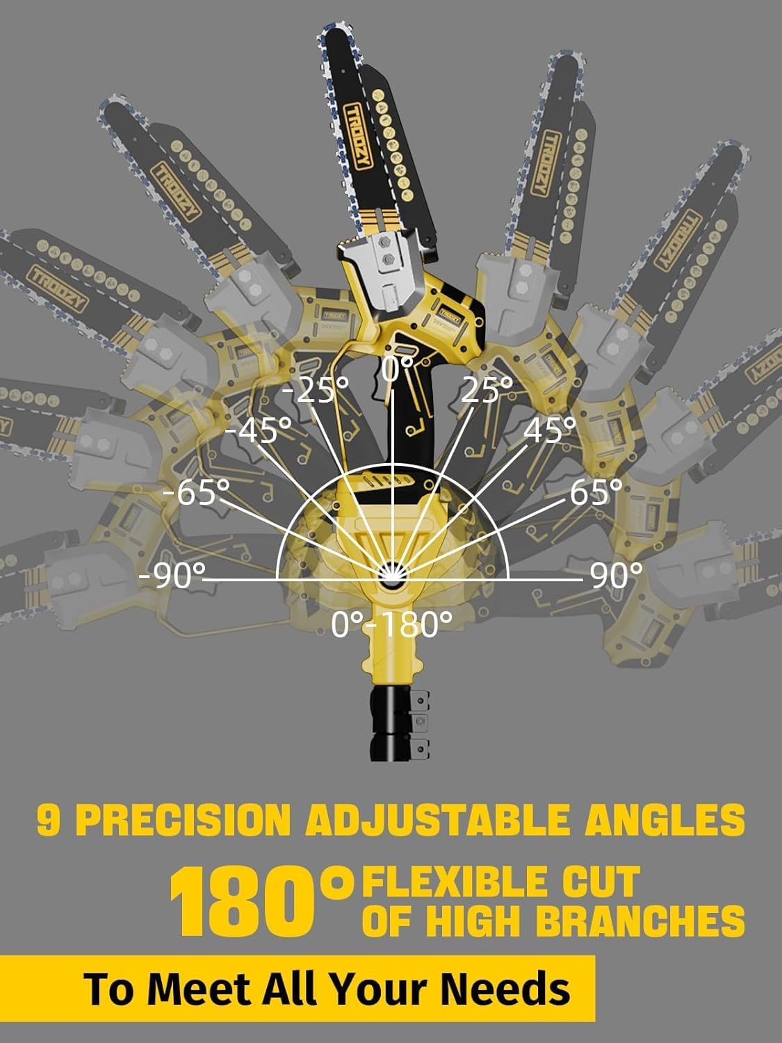 Electric 2-in-1 Cordless Pole Saw & 8" Chainsaw, Brushless Tree Saw with 4.0Ah Battery, Extendable Tree Trimmer for High Branch Pruning & Limb Cutting