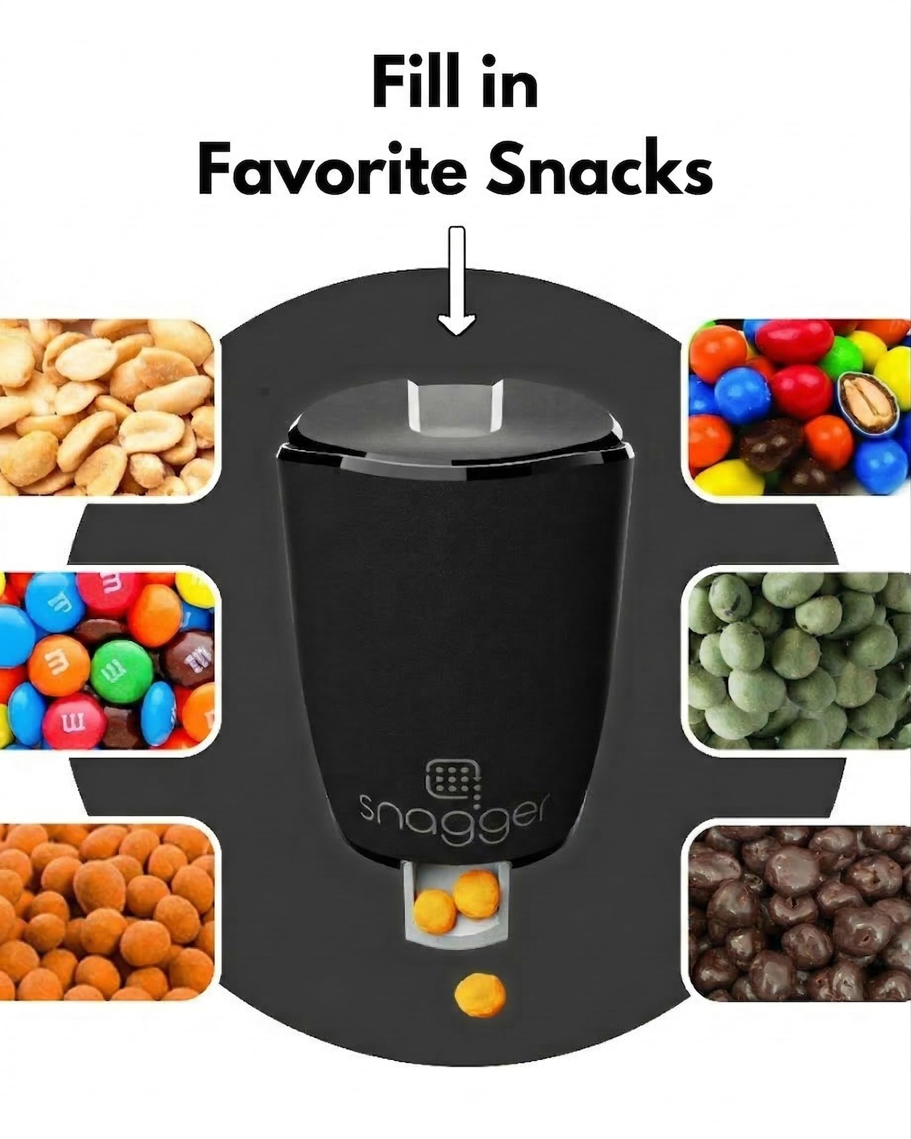 snagger - Il distributore di snack // Mani pulite mentre si mangia // Adatto per arachidi, caramelle, e altro // Regalo per uomini e giocatori // Prodotto in Germania (nero-blu)