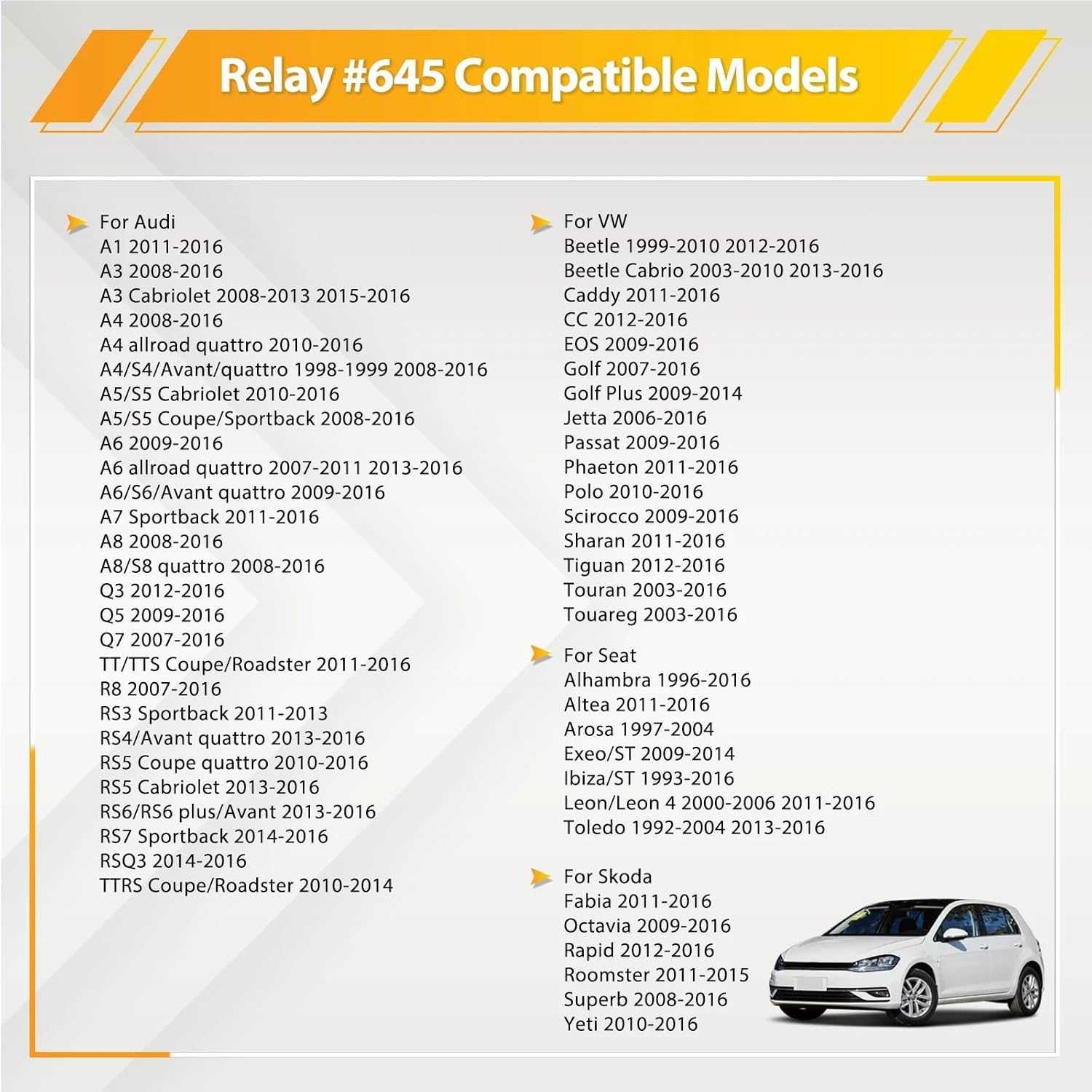 4H0951253A #645 Cooling Fan Relay for Beetle CC Golf ID.4 Jetta Passat Tiguan Touareg for A3 A4 A5 A6 A7 A8 8K0951253