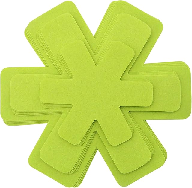 Pots and Pans Protectors, Set of 12 and 3 Different Size, Green Pot Dividers Pads/Stacking Pan Protectors/Pan Separators Pads for Protecting and Separating Pots and Pans