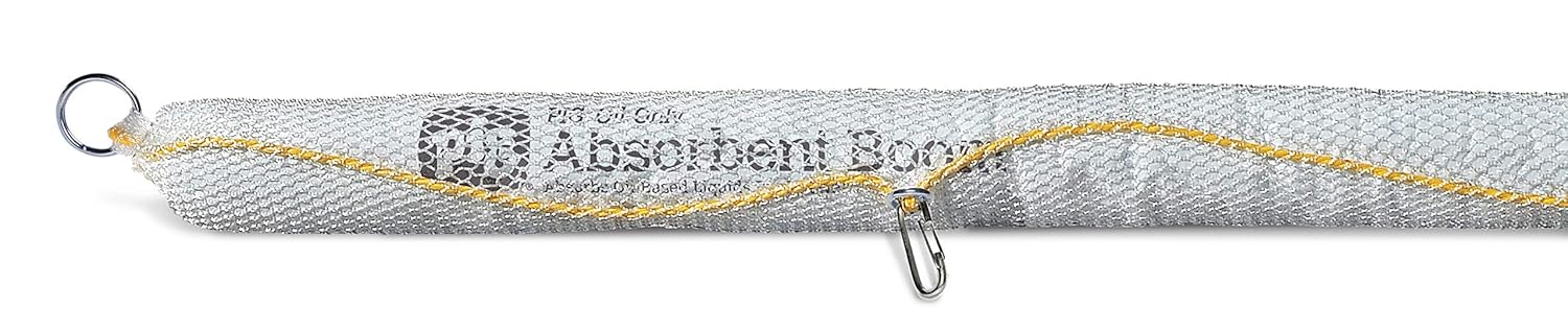 New Pig Oil Absorbent Boom | Absorb Oil & Fuel on Land or Water | 2-Gal Absorbency | 3" x 10' | White | 8 Absorbing Booms | BOM406 : Automotive