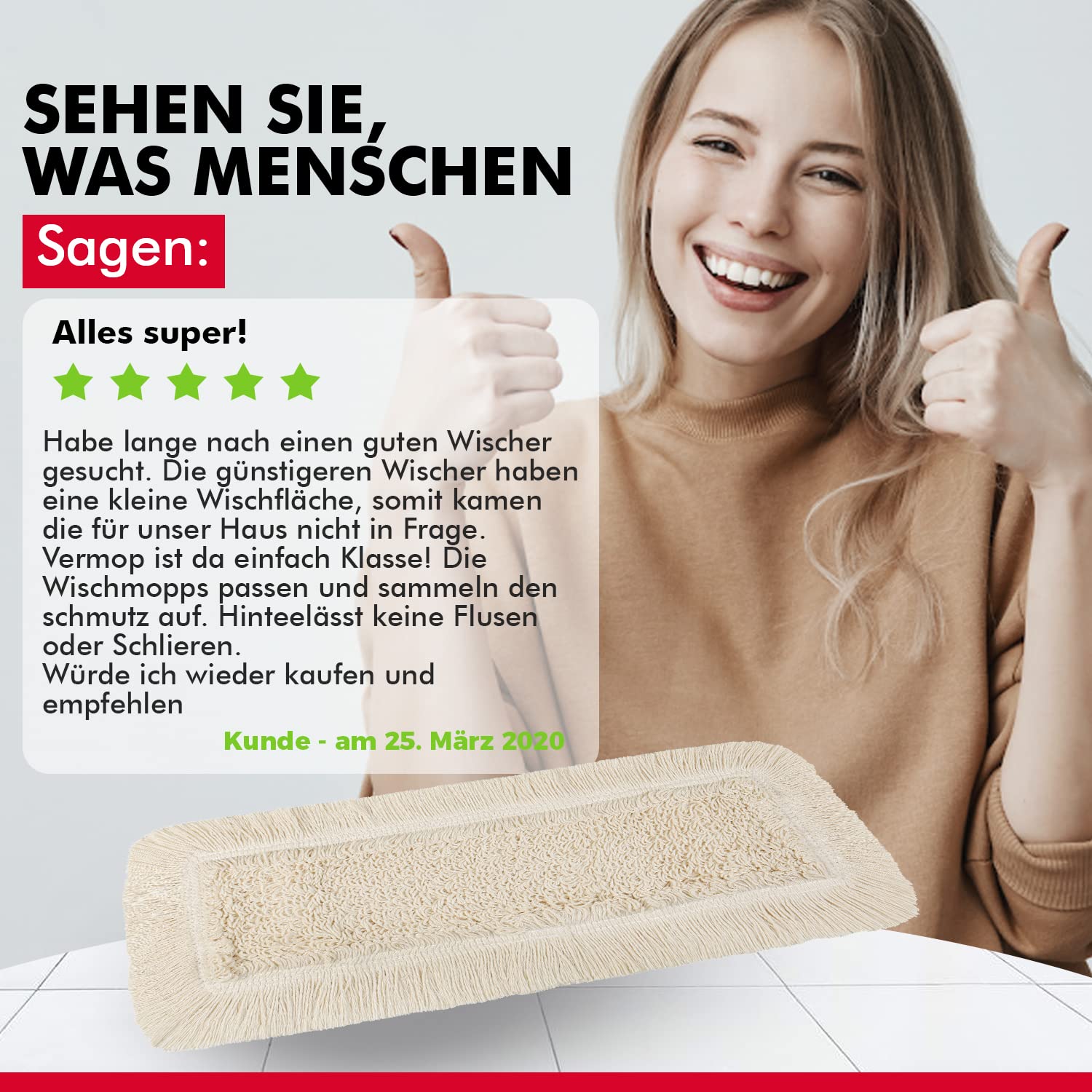 100 Stck 50 cm Baumwoll Wischmop Taschen aus Polyester Ersatz für Mop Klapphalter Wischmoppbezug für Versiegelung Reinigung von Bodenbeläge wie Laminat Dielen