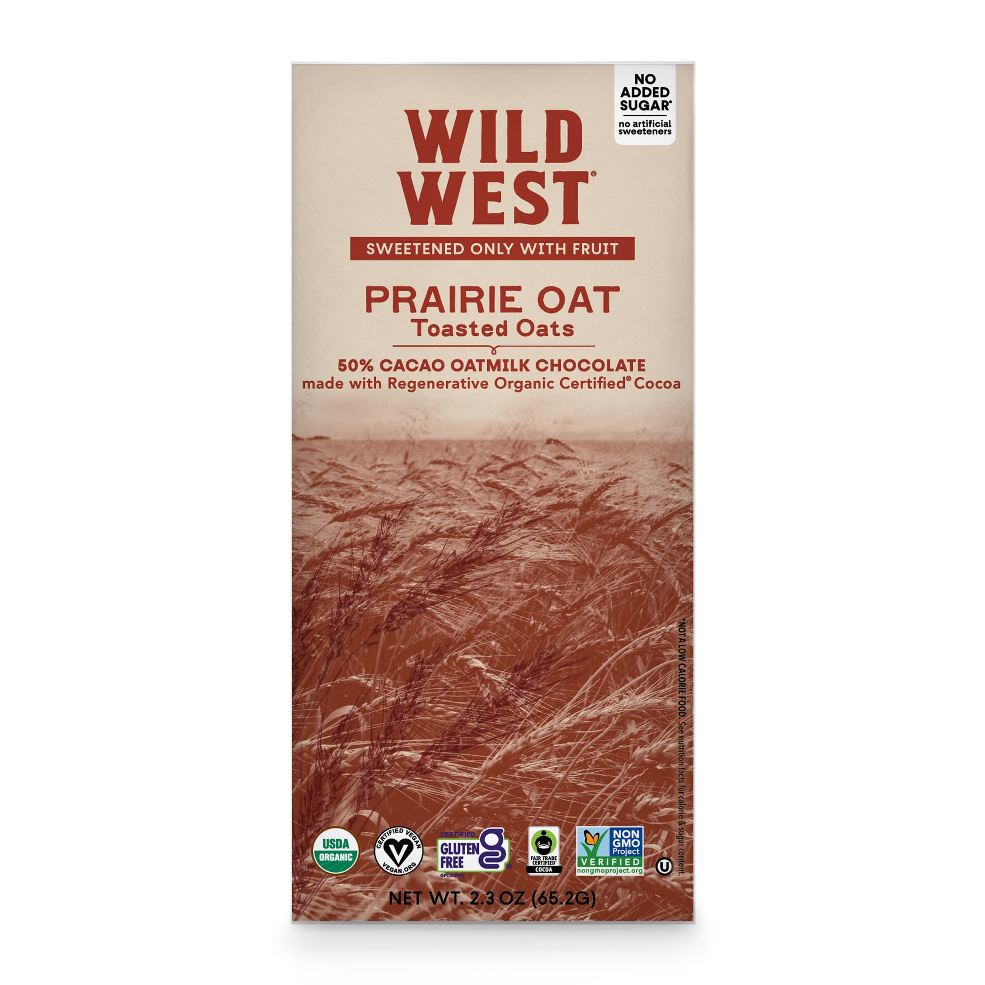 Wild West Chocolate, Prairie Oat, 50% Cacao Oatmilk Chocolate with Toasted Oats, 1 Count, 2.3oz each