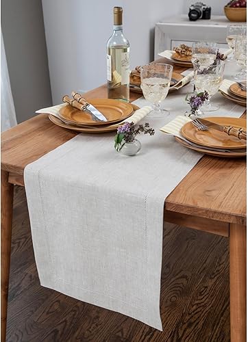 Miniatura 5 de Solino Home Camino de mesa de lino de 14 x 36 pulgadas - Camino de mesa de lino 100% puro con vainica de peso medio para otoño, Acción de Gracias,