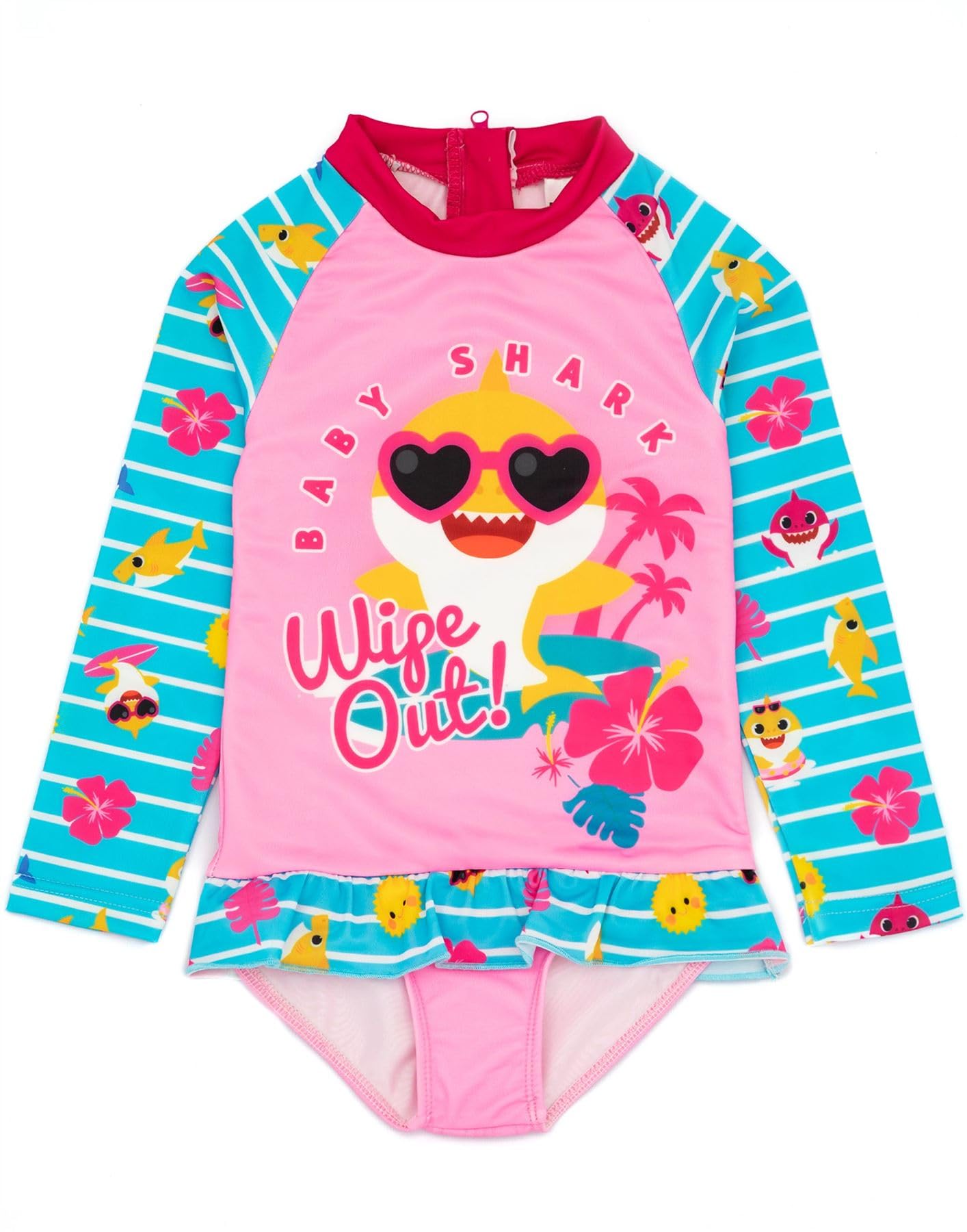 Baby Shark Trajes de baño niñas niños pequeños Rosa canción Azul de Manga Larga