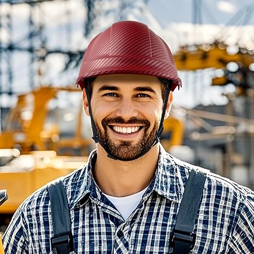 Miniatura 7 de Casco de seguridad estilo tapa ABS trabajo duro ventilado Hardhats para hombres Patrón de fibra de carbono Industrial ANSI z89.1