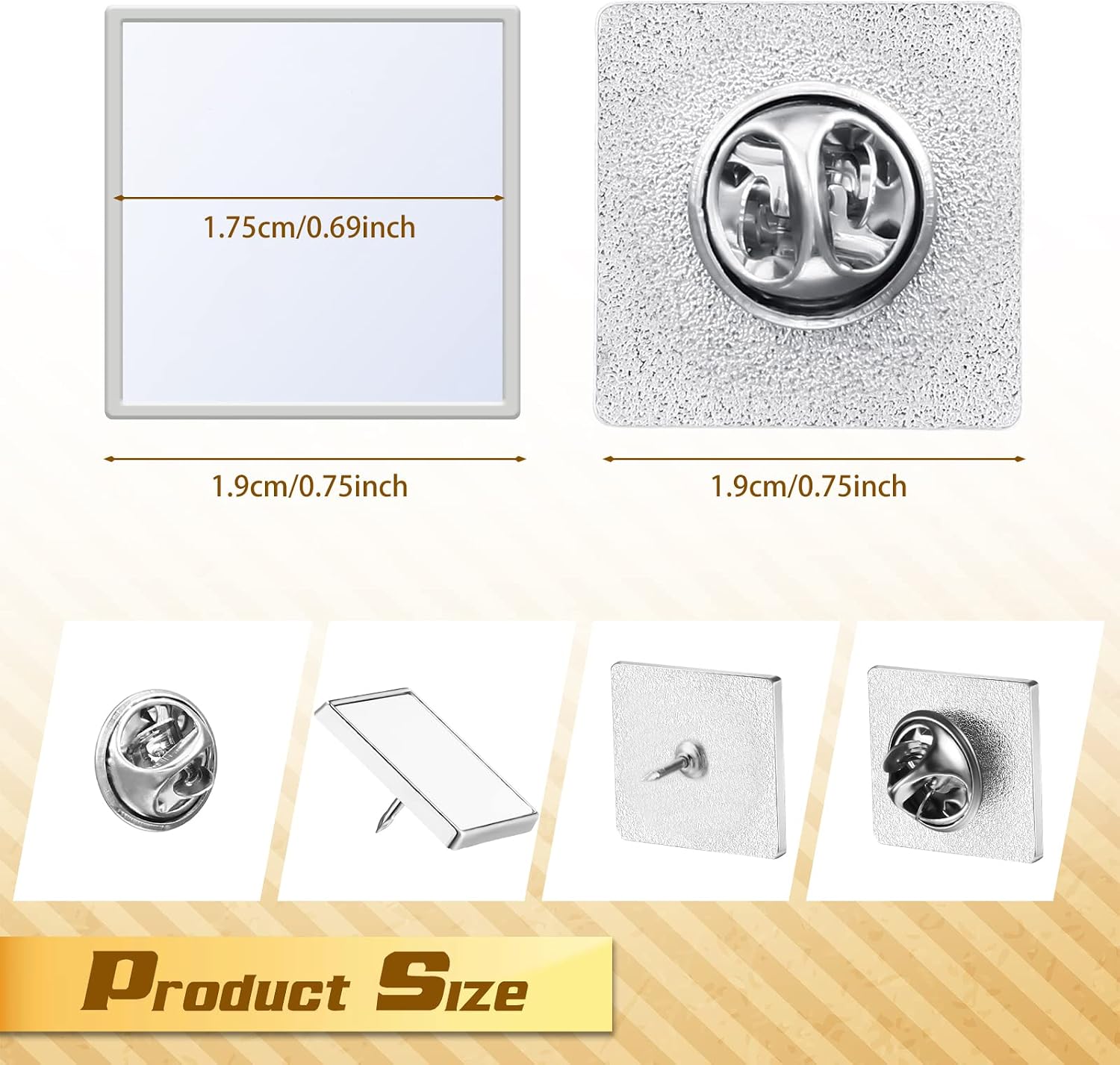 30 Pcs Sublimation Button Blank Pins, 0.75 Inch Square Sublimation Blanks Lapel Pins Heat Transfer Aluminum Badge for DIY Craft Jewelry Making Supplies Birthday Wedding Gifts