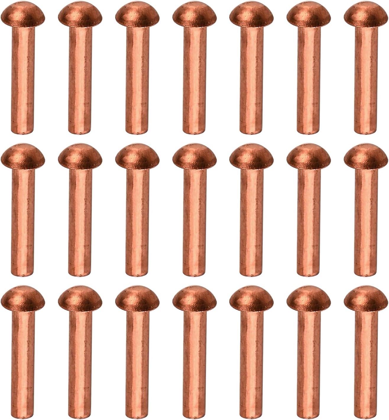 Wenheww 100Pcs Round Head Copper Solid Rivets, M2 x 10mm (Diameter x Length) Copper Finish Rivets Fasteners, 3.5mm Hat Diameter Metal Fasteners for Electrical Applications