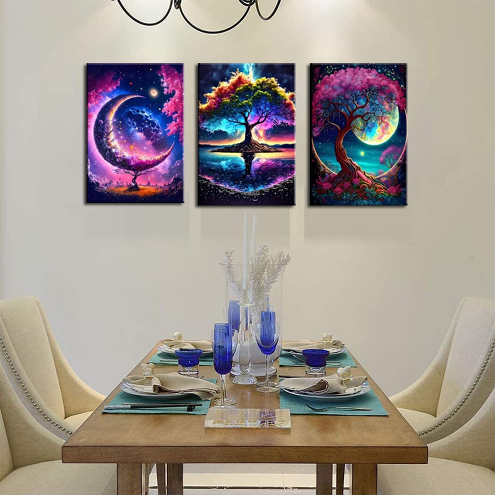 prinfantasy Abstract Wall Art Canvas Frame - 3 Pieces Colorful Prints Poster Modern Artwork YH1103, H0113, 16 x 12 inch - 40 x 30 cm - Image 4