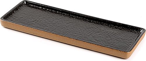 Bandeja de tocador con borde marrón, bandeja para velas, bandeja de baño, bandeja de encimera, organizador de soporte de perfume, bandeja decorativa