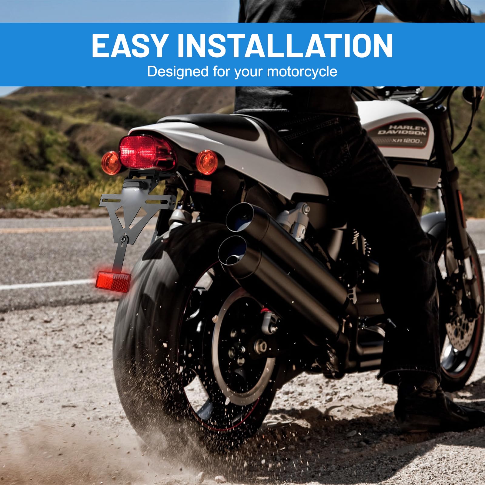DBREAKS Staffa Portatarga Moto, Portatarga Moto In Lega Di Alluminio, Portatarga per moto ad Angolo Regolabile con illuminazione targa, compatibile con la maggior parte dei modelli di moto comuni