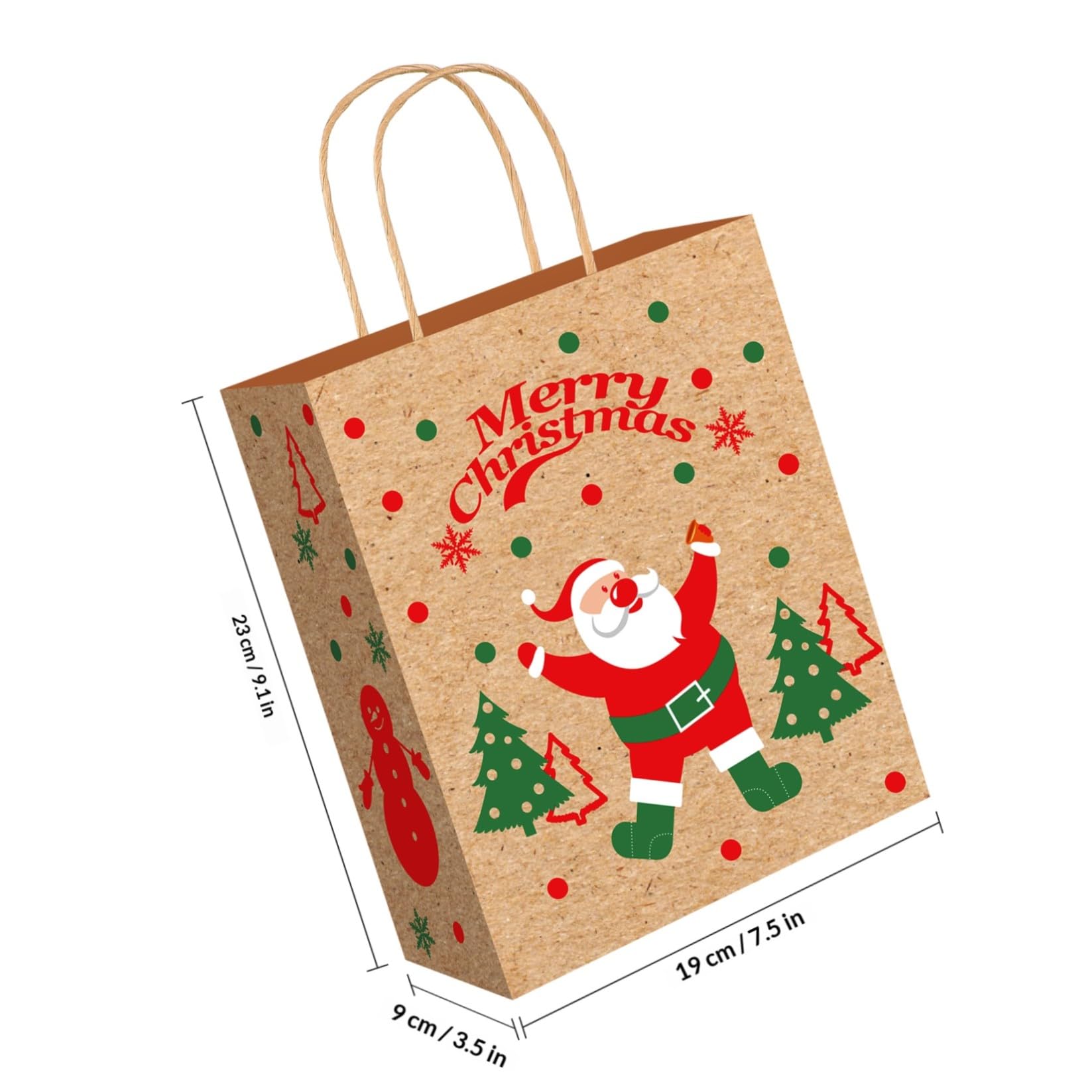 STOBOK 24PCS Weihnachten Kraft Taschen| 6 Verschiedene Designs Urlaub Goodie Bags Groß mit Seidenpapier Wiederverwendbare Weihnachten Treat Süßigkeiten Taschen mit