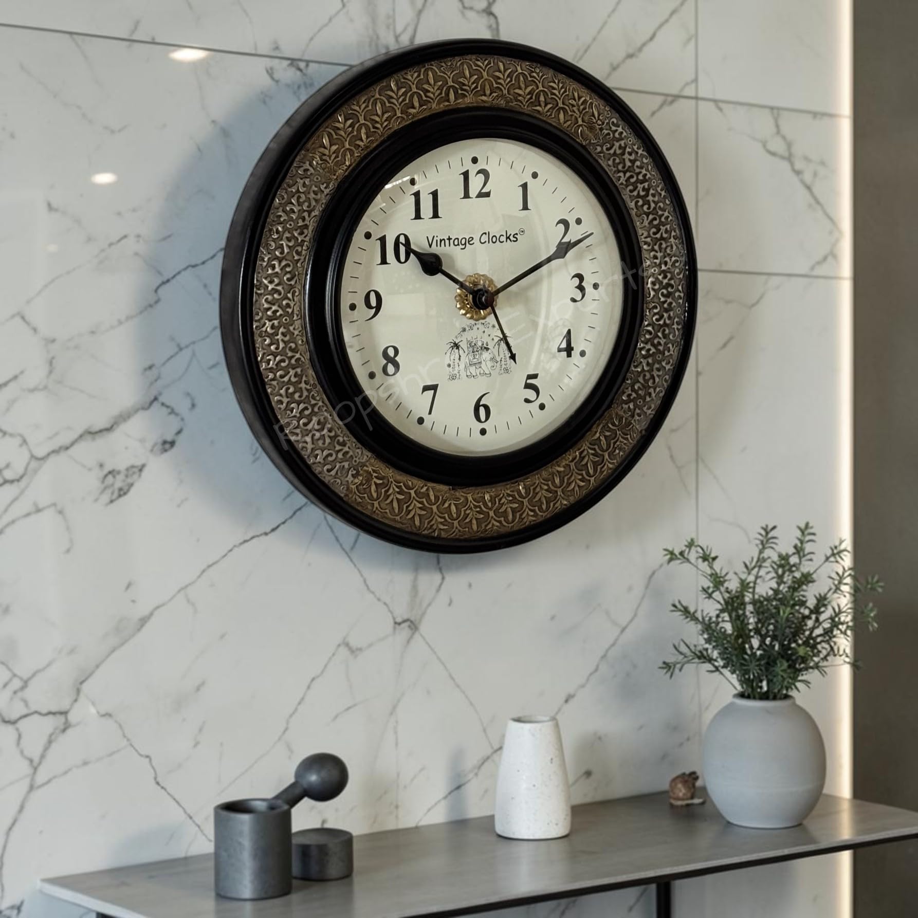 Vintage Brass Handcrafted Wall Clock - One Year Warranty -5