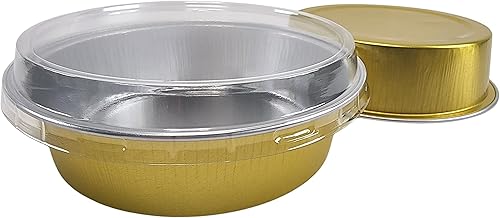 Miniatura 9 de KitchenDance - Juego de sartenes desechables para postres con tapas, moldes redondos de 4 pulgadas para hoteles y restaurantes, papel de aluminio