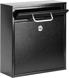 KYODOLED Locking Mailbox for Outside, Wall Mount, Drop Box, 12 in, Black
