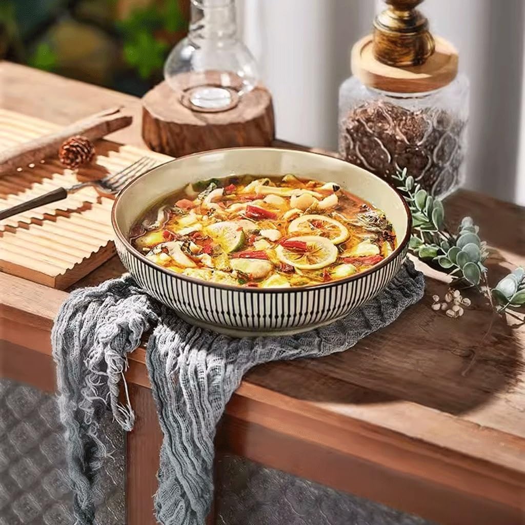 Soup Bowl Ceramic Soup Basin Household Large Soup Bowl Large Basin Bowl Boiled Fish Bowl Salad Bowl Suitable for Microwave, Oven and Dishwasher Kitchen Multipur