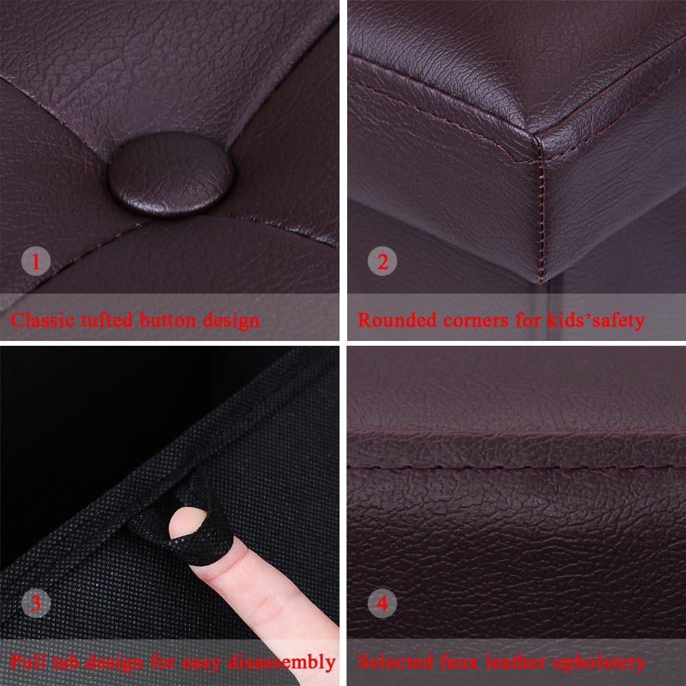 WoneNice Folding Storage Ottoman Cube Foot Rest Stool Seat- 15" x 15"