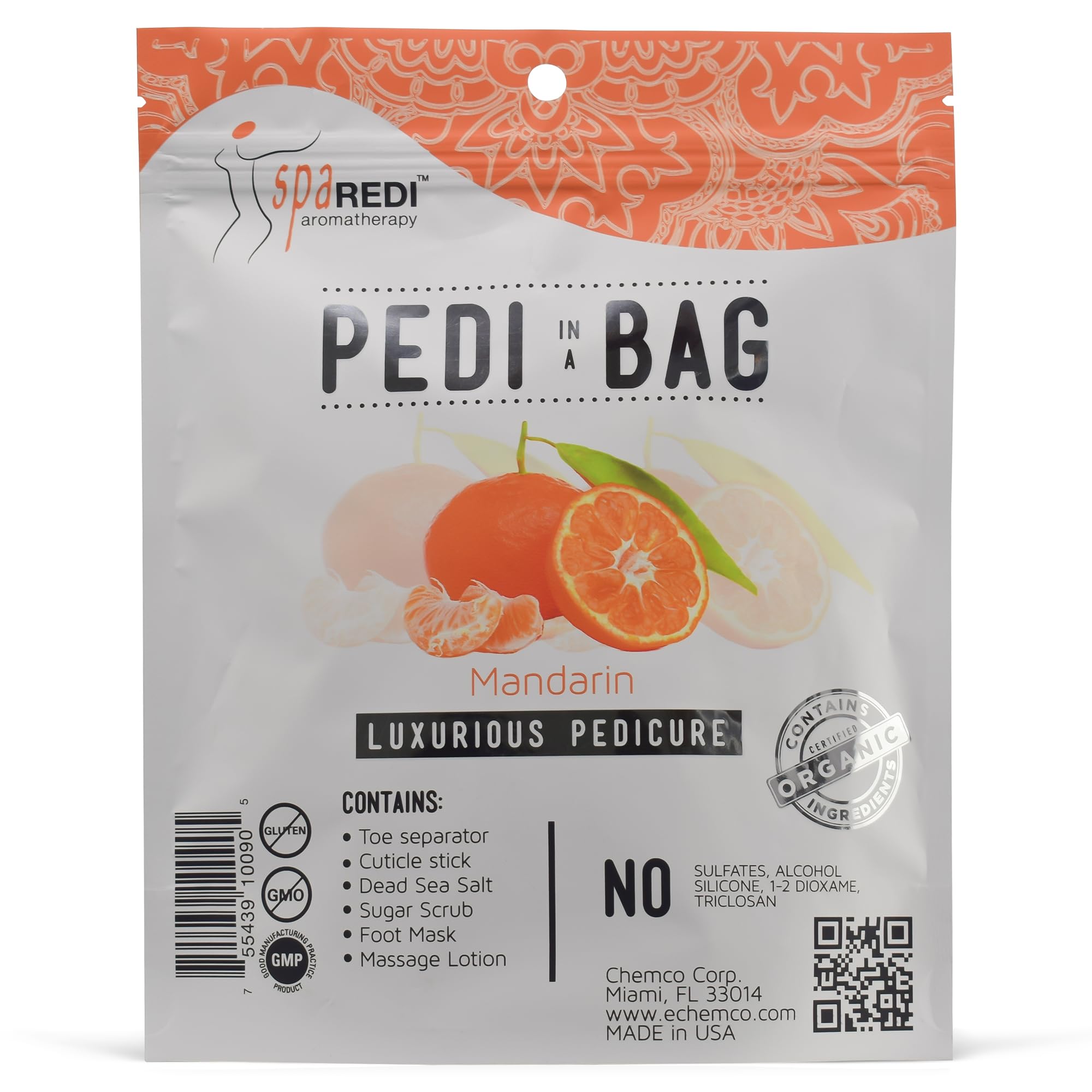 SPA REDIDetox In A Bag Pedicure Kit -Pedicure Massage for Tired Feet, Detoxifies and Refreshes Feet, Invigorating Mandarin