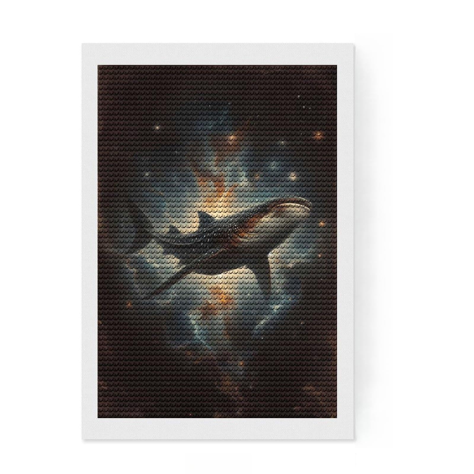 Junmoney Whale Shark in Galaxy Diamond Art Kit 8"x12", Easy to Follow Symbols, Mindful Craft Activity, Bedroom Decor, Christmas Gift