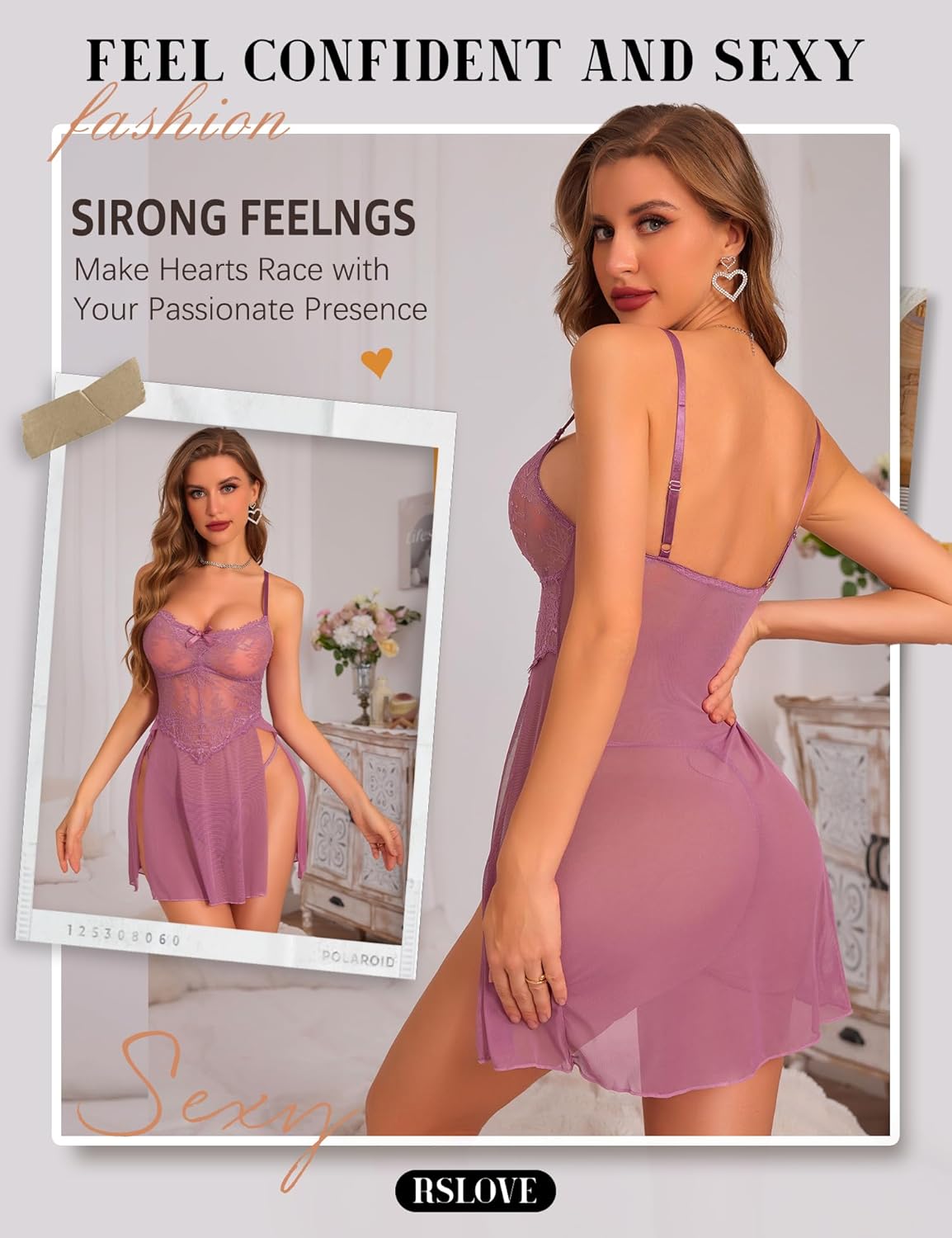 RSLOVE Women Sexy Babydoll Lingerie Lace Nightgowns Nighty Mesh Sleepwear Wedding Lingerie For Bride - Image 5