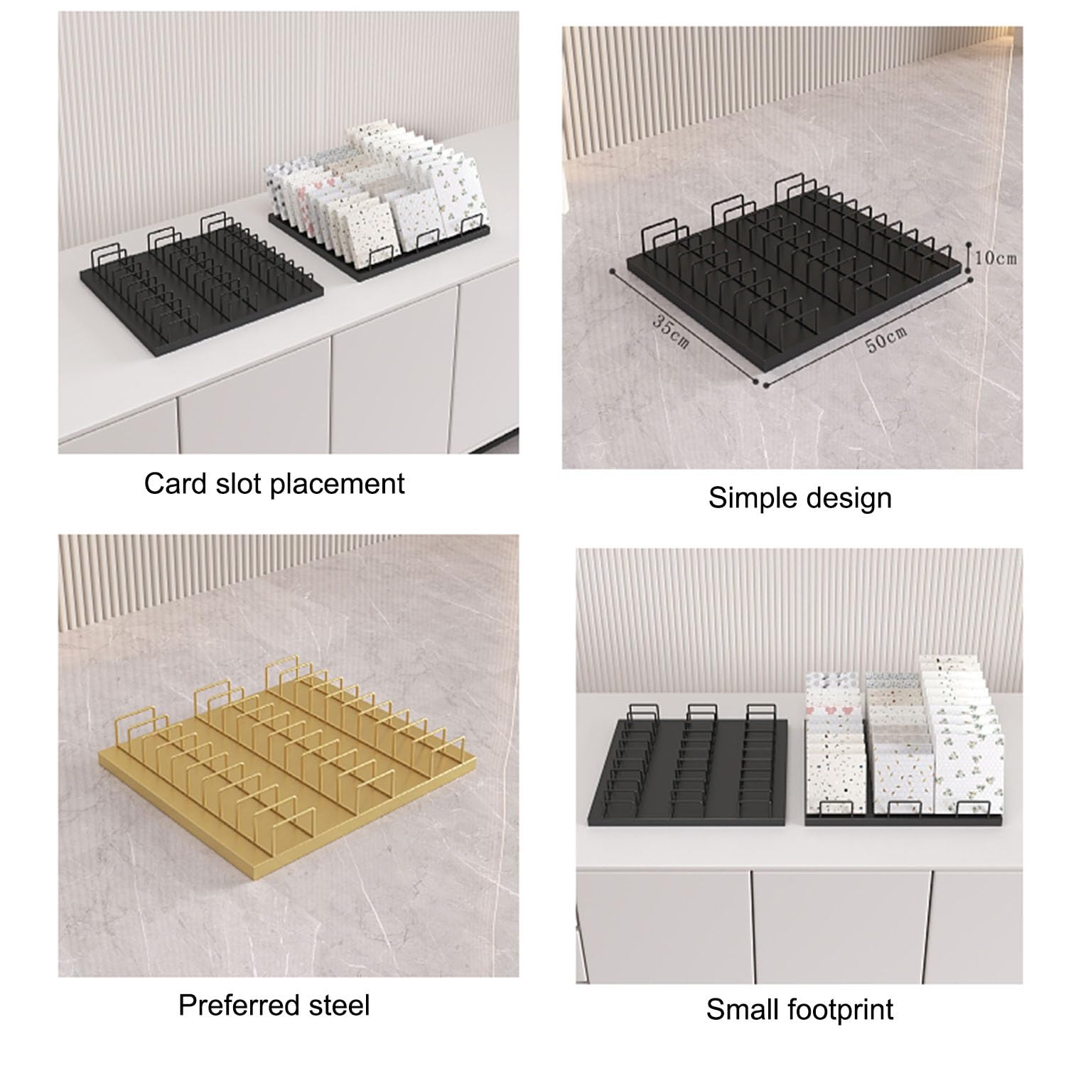 Petit Présentoir D'échantillons Carreaux Panneaux Bois Présentoirs D'album Photo Bureau avec 10 Emplacements pour Cartes(Nero,33 * 35cm)