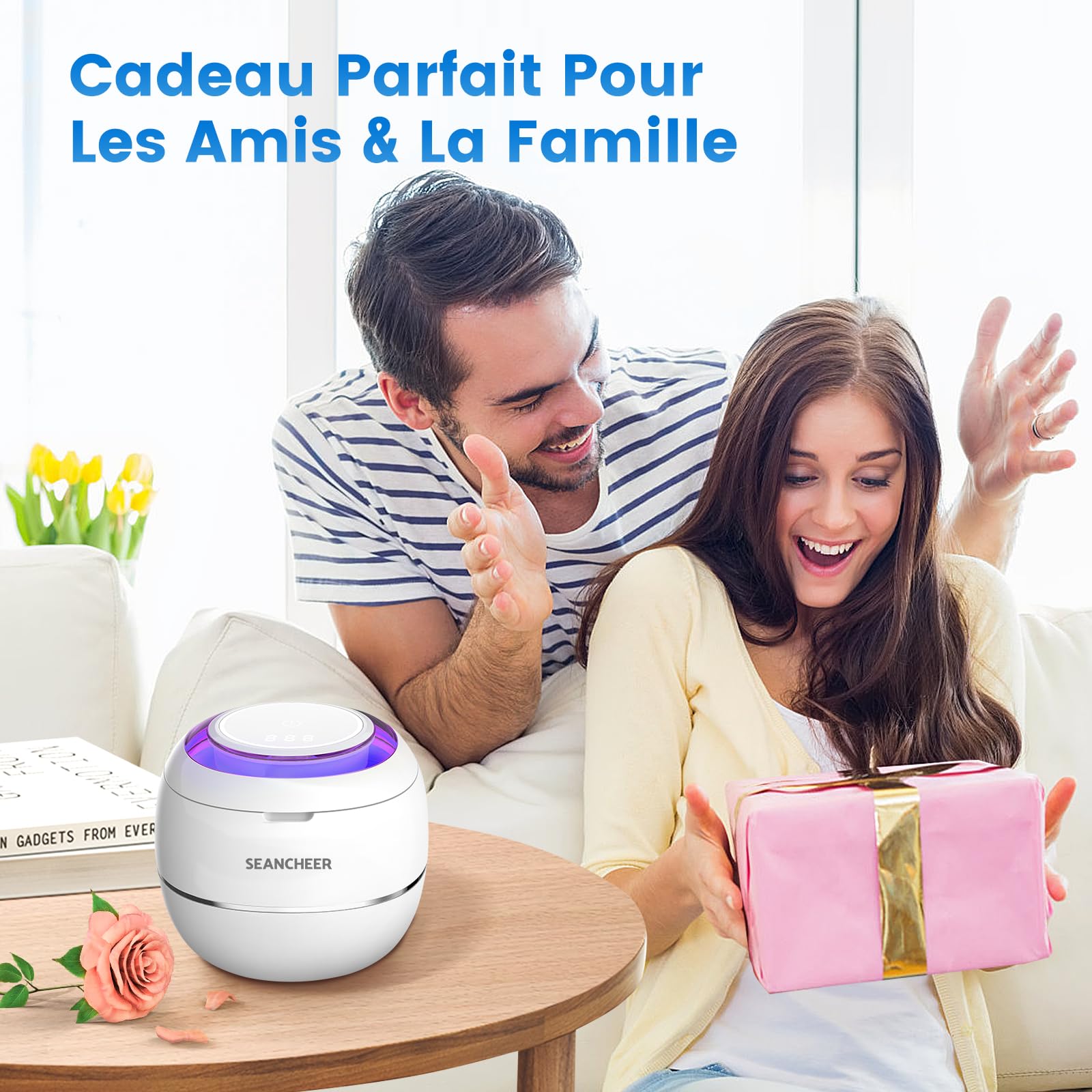 SEANCHEER Nettoyeur Ultrasons 48000Hz Dental Pod | 180ML | Mini Ultrasonic Cleaner Portable avec Lampe UV pour | Prothese Dentaire | Gouttiere Dentaire Bruxisme | Aligneur | Retainer | (Blanc)