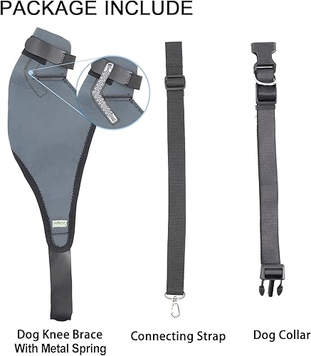 Miniatura 5 de IN HAND Rodillera para perro, 8 tamaños de codo canino para perro, soporte inmovilizador de rodilla con tiras de metal, ayuda al perro a mantener la