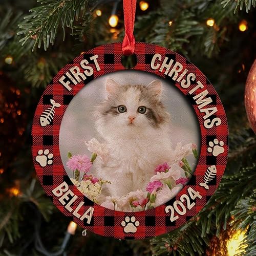 Vista 72 de SANDJEST Adornos personalizados de cerámica con foto personalizada para cachorros de primera Navidad 2024 para amantes de los perros, corazones