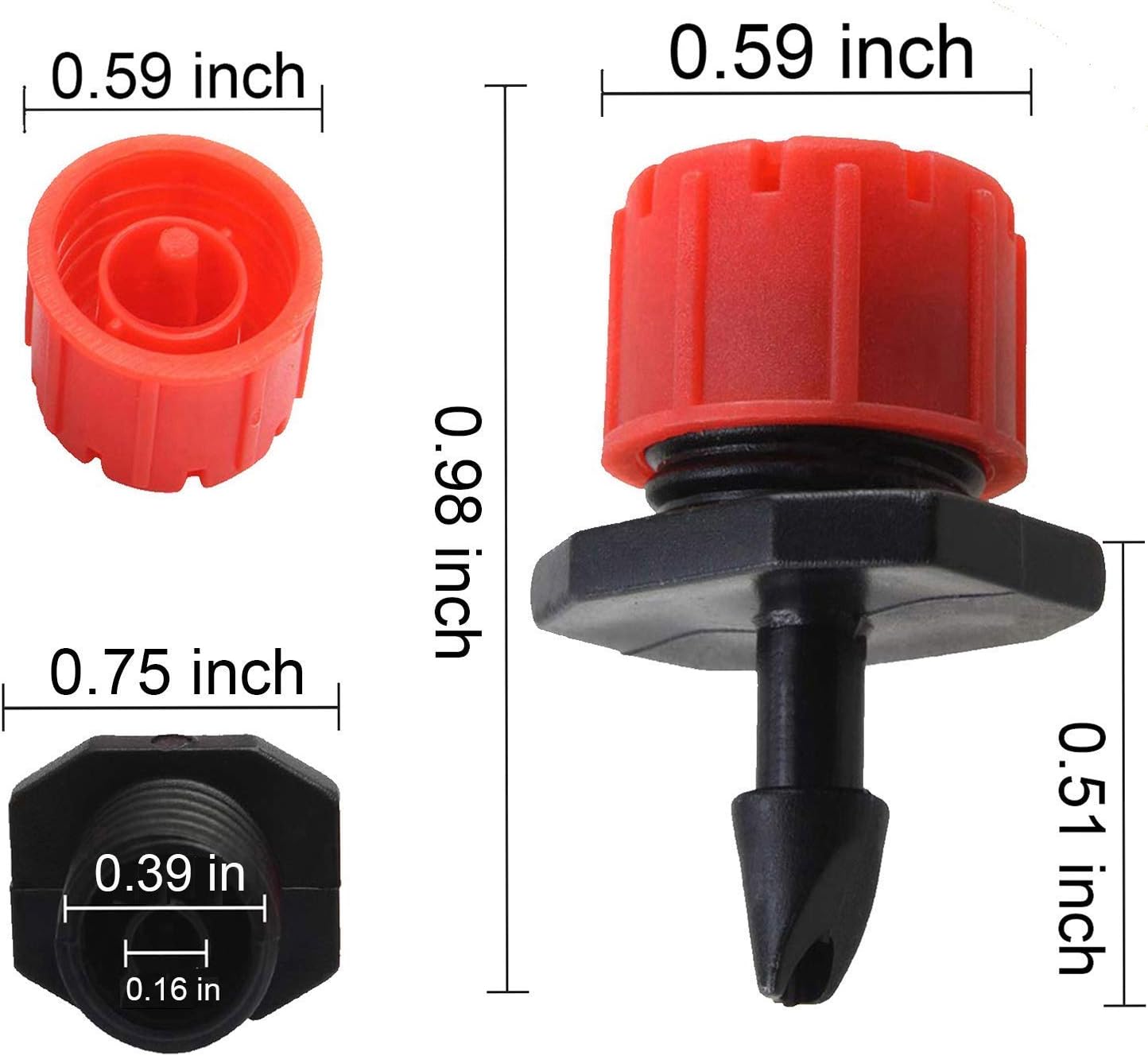 Axe Sickle 100 Pcs Adjustable Irrigation Drippers Sprinklers 1/4 Inch Emitter Dripper Micro Drip Irrigation Sprinklers for Watering System.