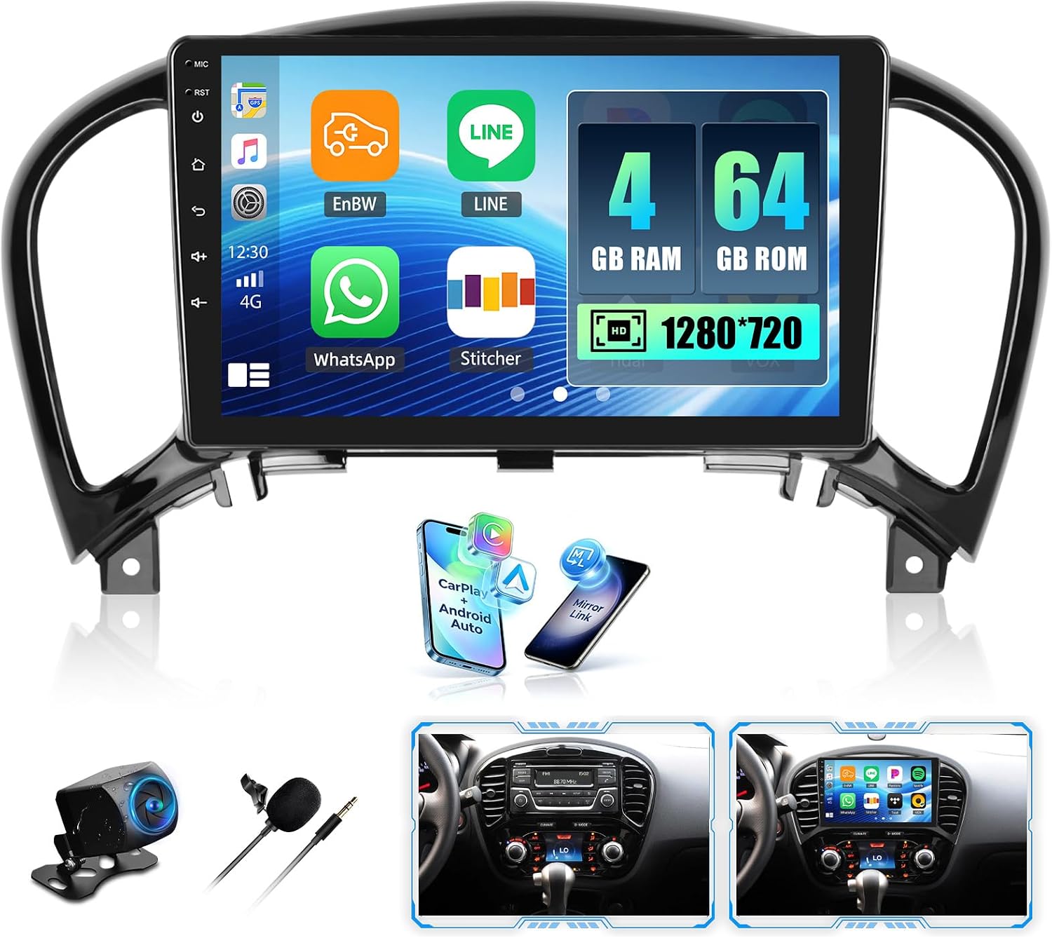 [4+64G] Android 13 Car Stereo for Nissan Juke 2011-2016 with Wireless Carplay&Android Auto,9 Inch Car Radio with Mirror Link Bluetooth FM/RDS WiFi GPS EQ DSP SWC+AHD Backup Camera