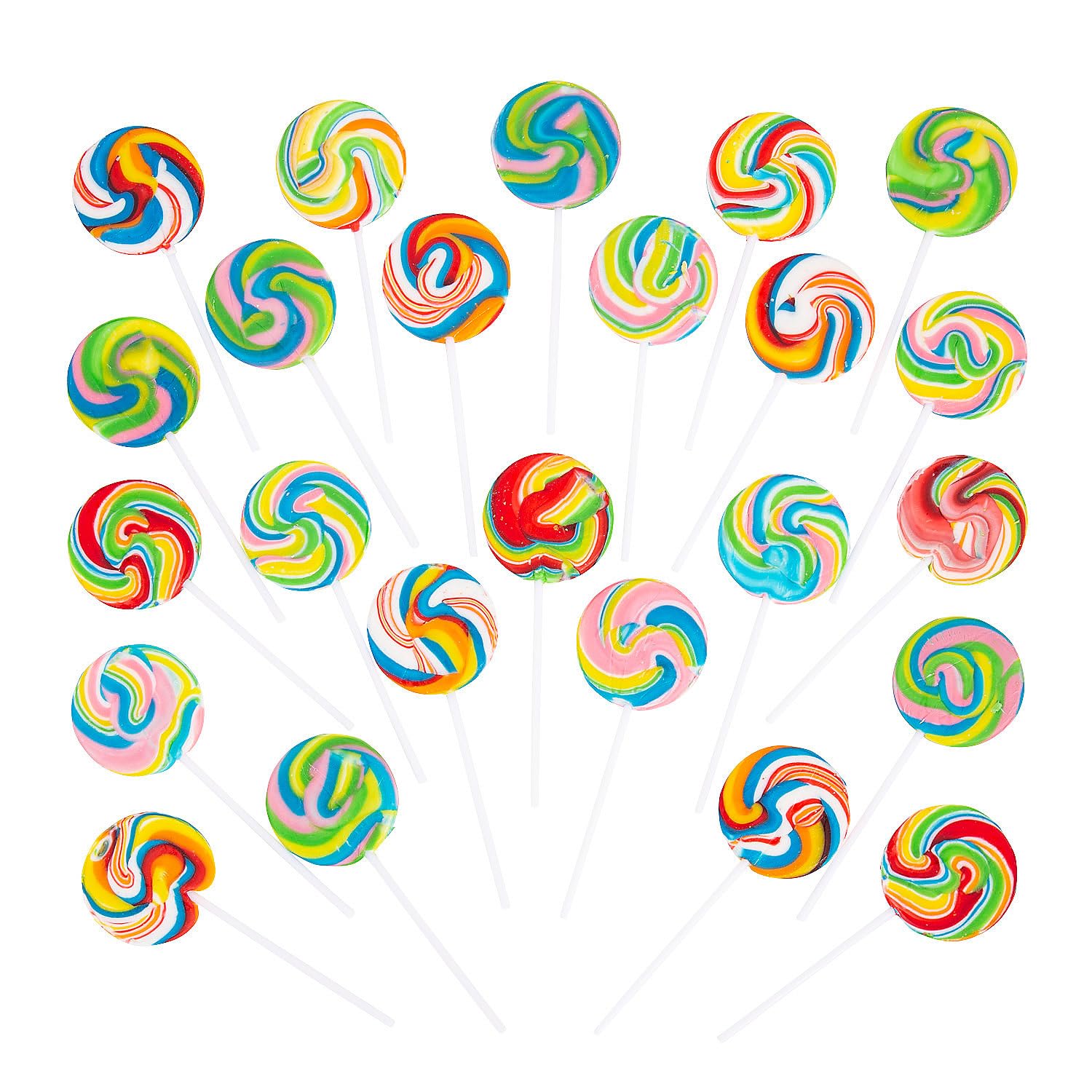 Small Rainbow Swirl Pop Suckers (24 pack - individually wrapped lollipops) Birthday, Party and Event Candy