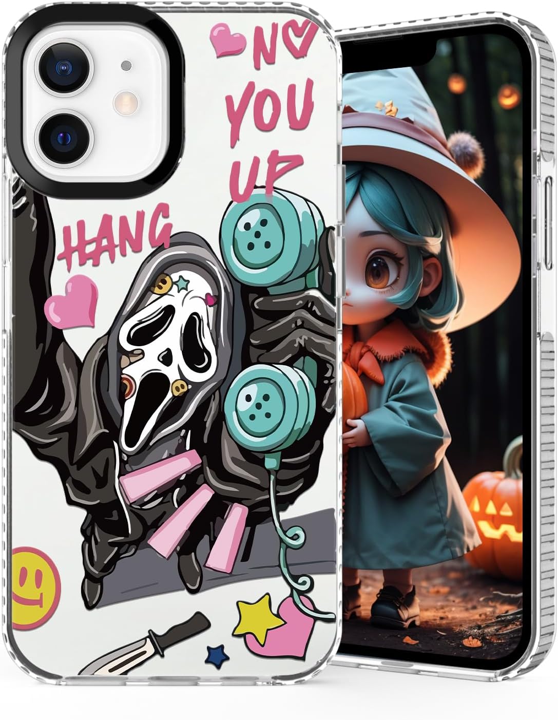 Skull Phone Case Compatible for iPhone 12 with Funny Skeleton Skull Pattern Designed Cute Phone Cover Compatible for iPhone 12 Pro Soft Slim TPU Shockproof Bumper Clear Cover 6.1 inch