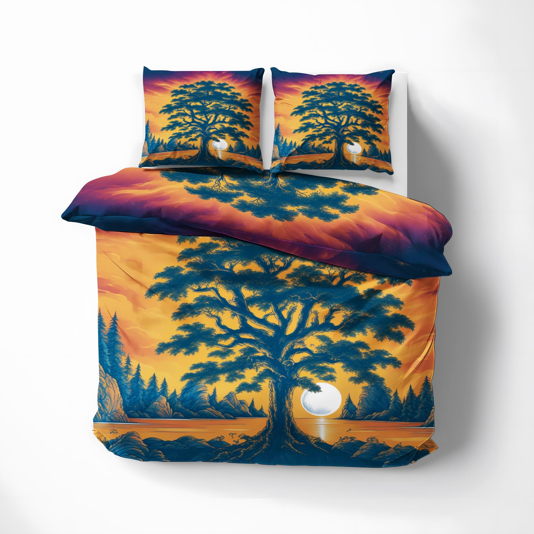 Parure de lit 2 personnes paysage art pour créer une ambiance zen et chaleureuse dans la chambre