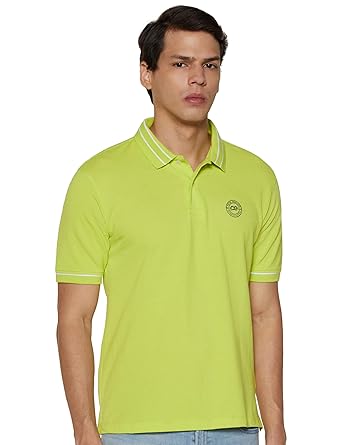 Peter England Men's Regular Fit Insignia Half Sleeve Polo T-Shirt | Cotton Rich | Premium Pique Weave