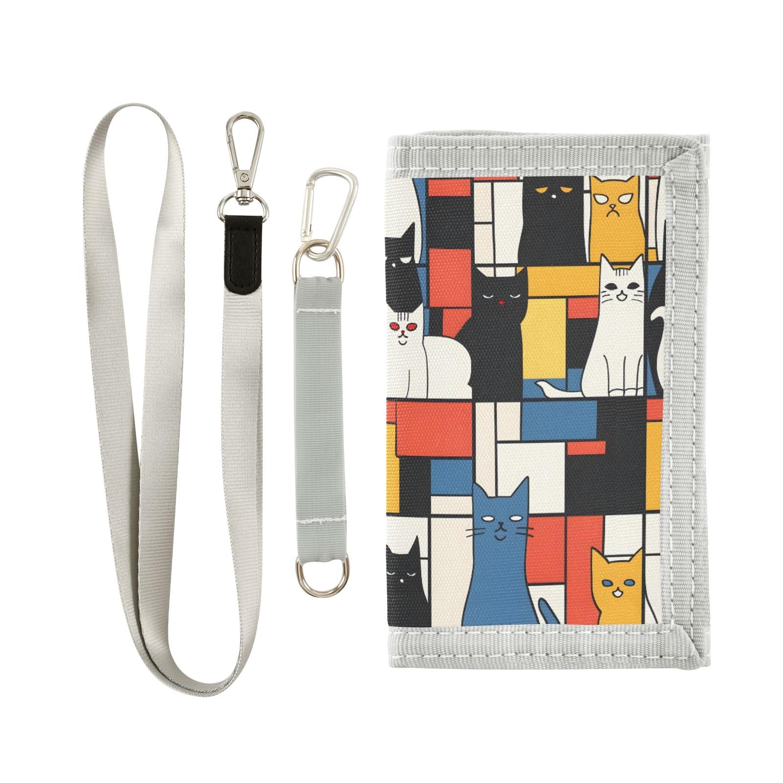 ALAZA Kids Wallets for Boys Girls Toddler Trifold Wallet Children Small Cat Geometric Abstract with Zipper Coin Pocket