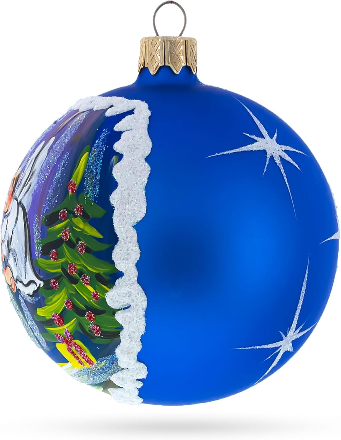 Santa’s Blessing with Angel Glass Ball Ornament 3.25 Inches - Image 2