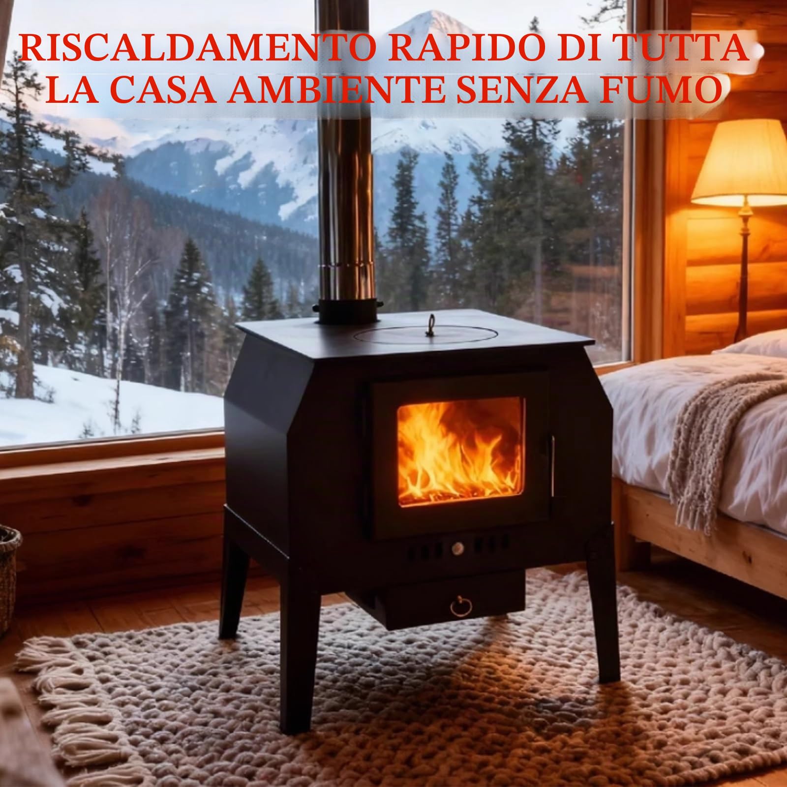 Stufa A Pellet Canalizzata, Cucina A Legna Con Finestra E Forno, Doppia Guarnizione, Senza Fumo For Riscaldamento Rapido, Cucina, Campeggio