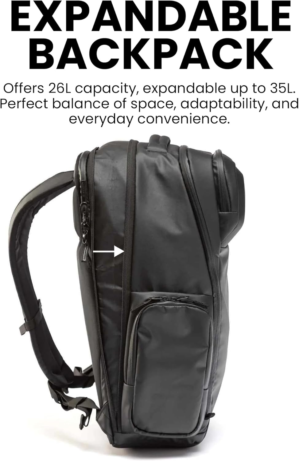 NANUK N-EDC 26L Carry-On Travel Backpack – Water-Resistant Laptop Backpack for Work Travel and Everyday Carry – Compact & Expandable, TSA-Ready, Smart Organization – Black