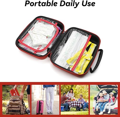 Miniatura 3 de Faylapa Bolsa vacía de primeros auxilios para automóvil, 9 x 7 x 3 pulgadas, funda impermeable para viajes, barco, oficina, deportes, senderismo, al