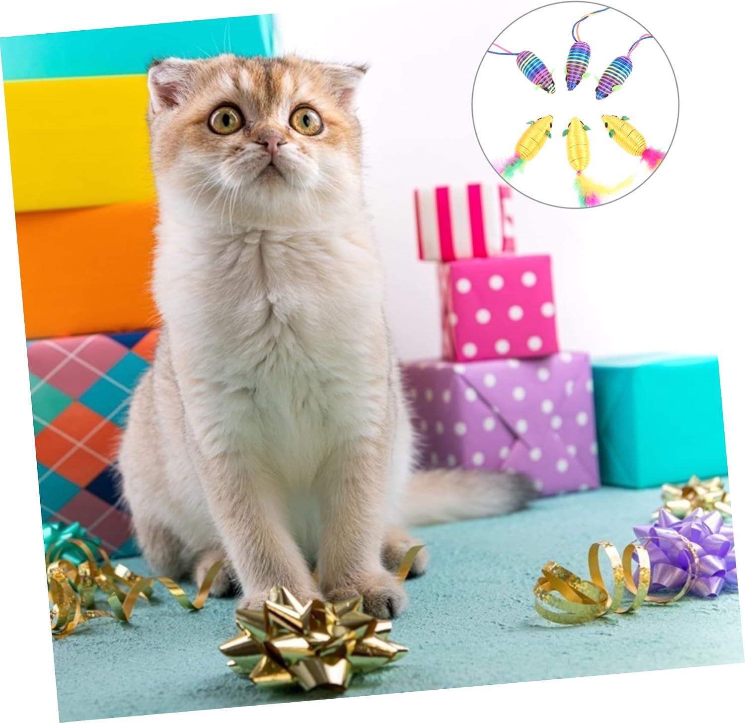 Kisangel 6pcs Cat Teaser Toys Interactive Mouse Chew Toys for Kittens and Cats Pet Amusement Playmates Design for Engaging Fun