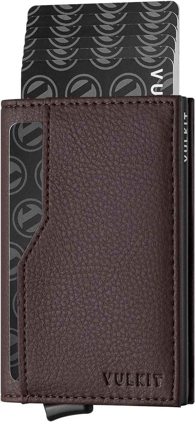 Card Holder Wallet with Double ID Windows RFID Blocking Pop Up Wallet Minimalist Design for 12 Cards