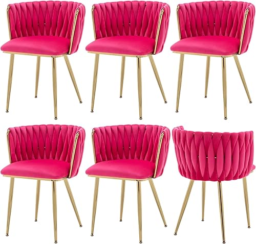 Miniatura 23 de Juego de 4 sillas de comedor de terciopelo, modernas sillas de comedor tapizadas con patas de metal dorado para comedor, tocador, cocina, sala de