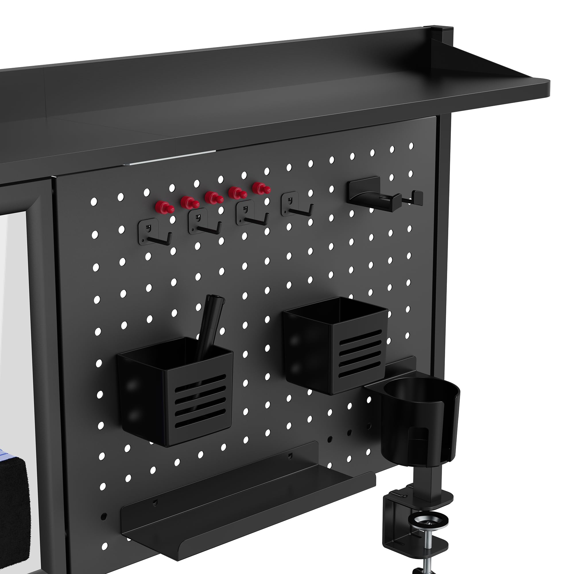 [en.casa] Schreibtisch Organizer Virvik zum Anklemmen 117 x 73 cm Pegboard höhenverstellbar Lochwand mit Ablagen und Zubehör Stecktafel für Kinderzimmer Büro Homeoffice Stahl Schwarz