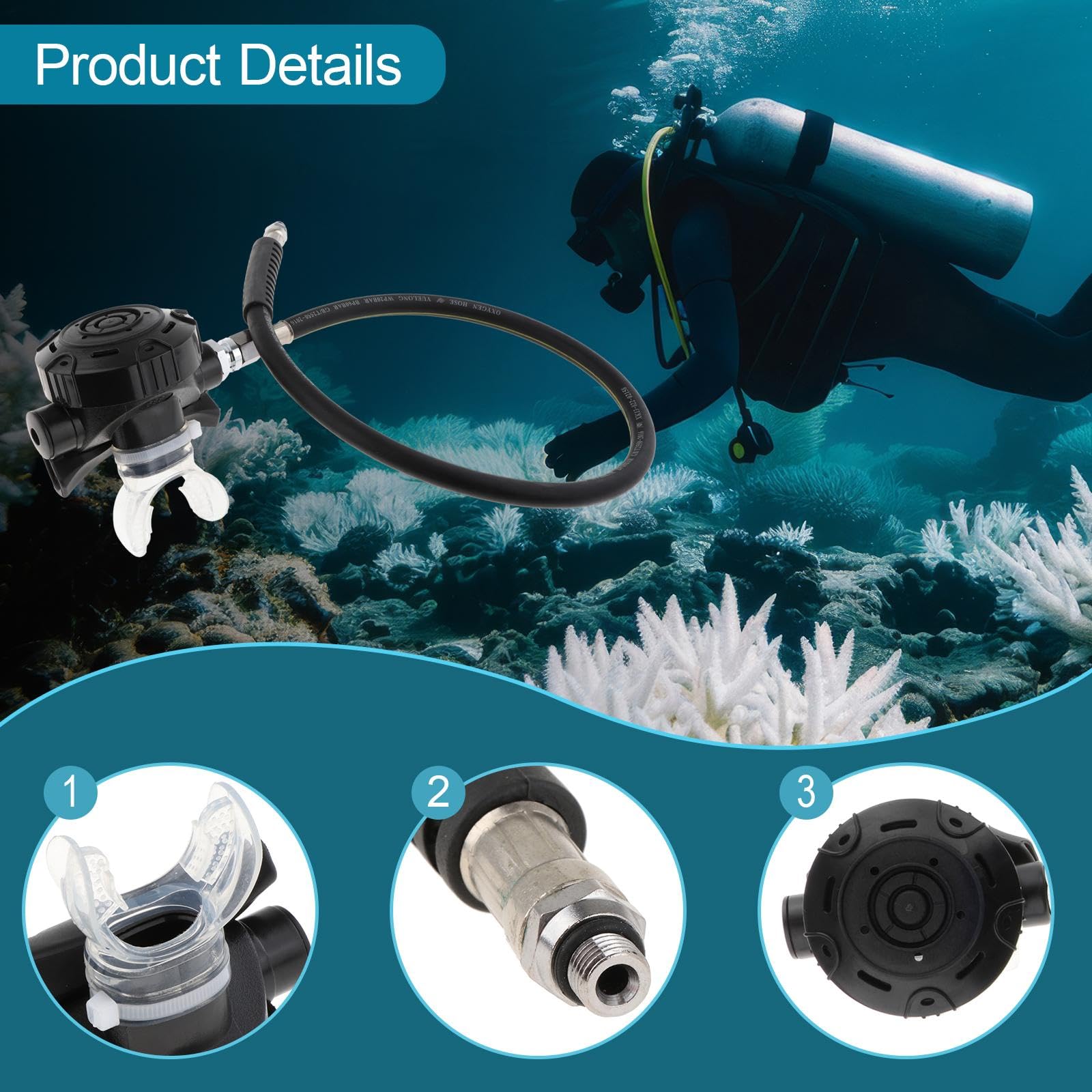 Regolatore di Respirazione Regolabile con Boccaglio per Immersioni, Snorkeling, Sport Acquatici E attività Subacquee.
