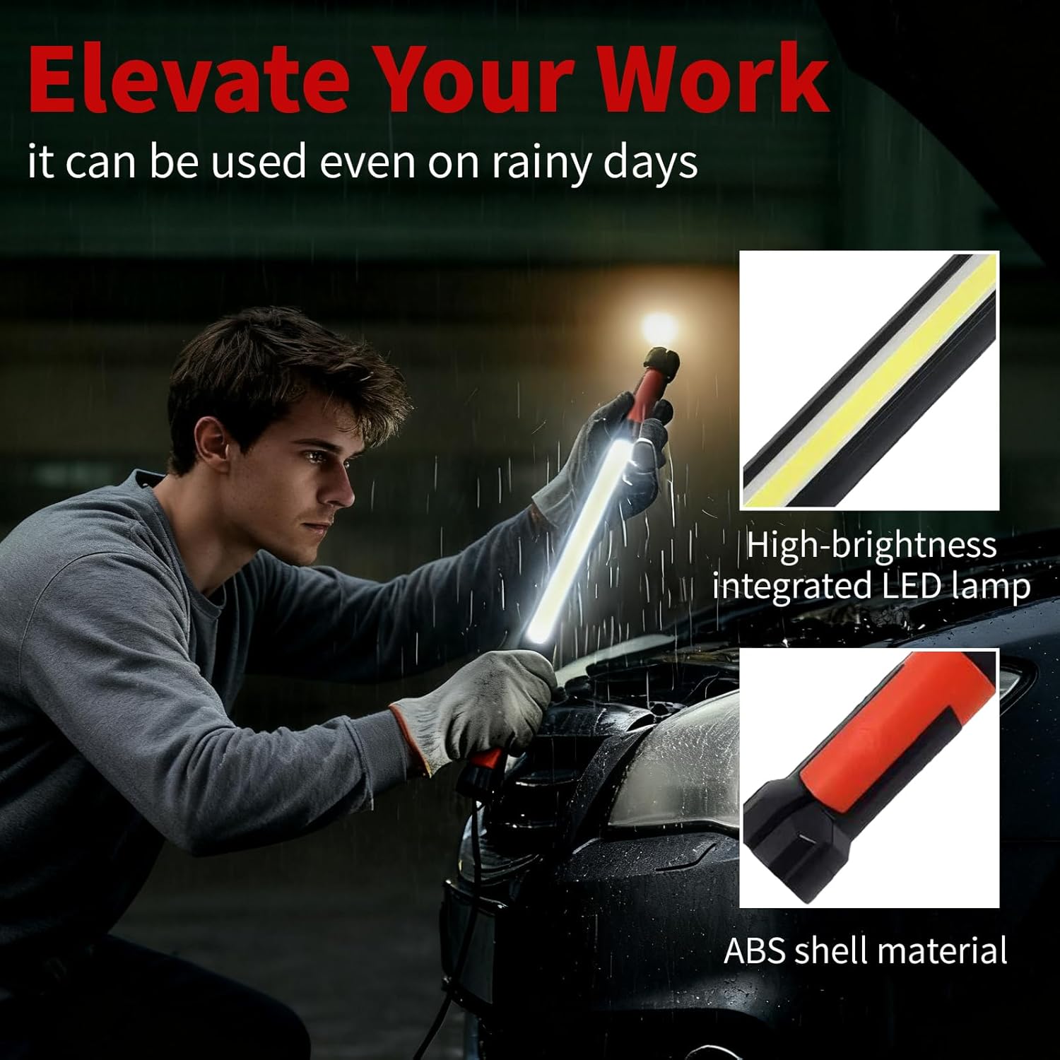 Upgraded Magnetic Work Light, 2026 New Rechargeable LED Work Light Bar, Under Hood Work Home Light Accessory Bar, Mechanic Light for Workshop Car Repairing Garage (1 Pcs)