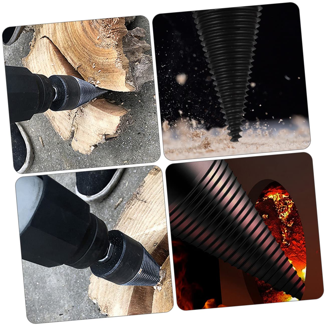 BESPORTBLE Broca para Leña de Acero Negro, Fácil de Perforar y Versátil, Reduce Errores y Evita Deslizamientos para Partir Troncos de Madera