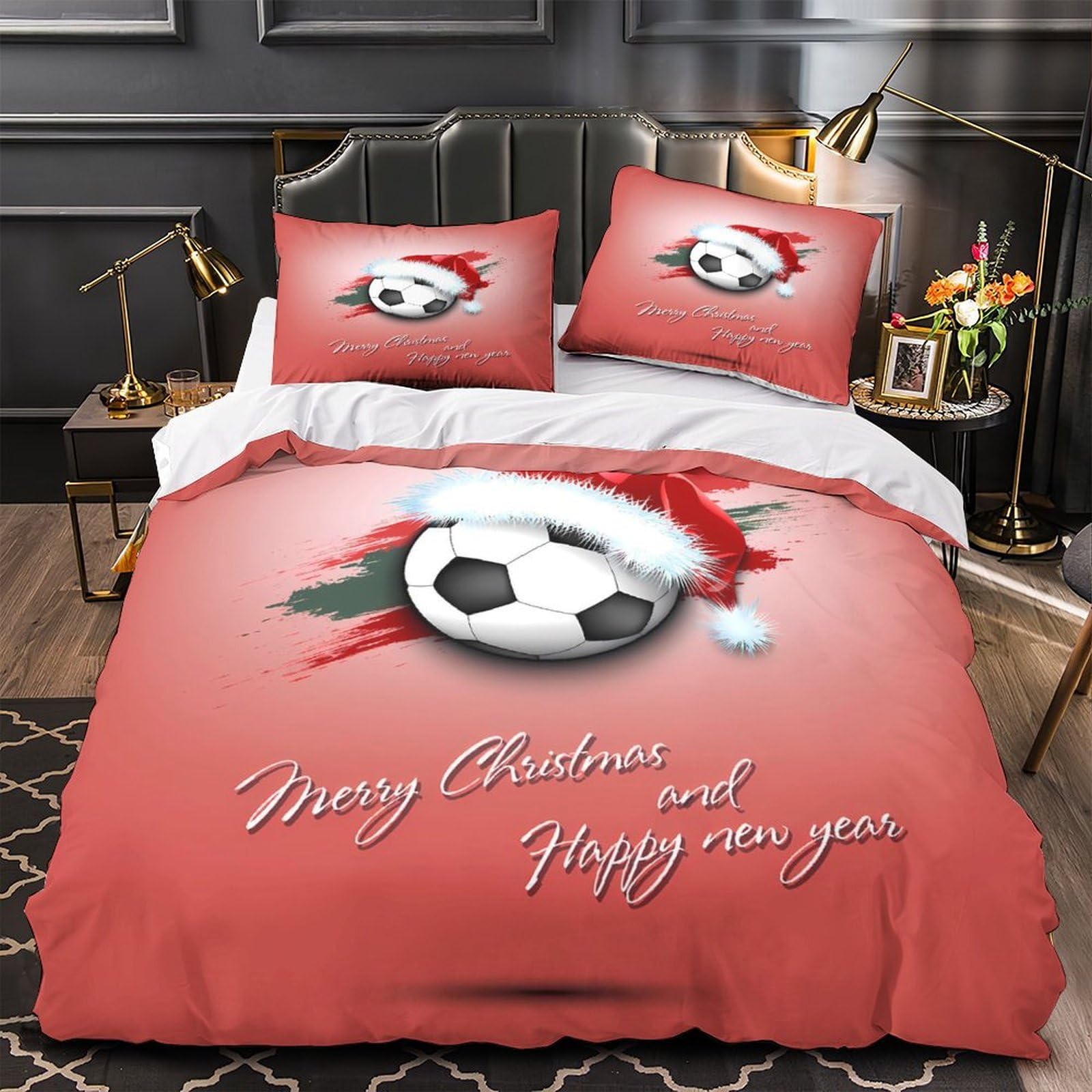 Housse de couette football hypoallergénique microfibre douce à fermeture éclair ado