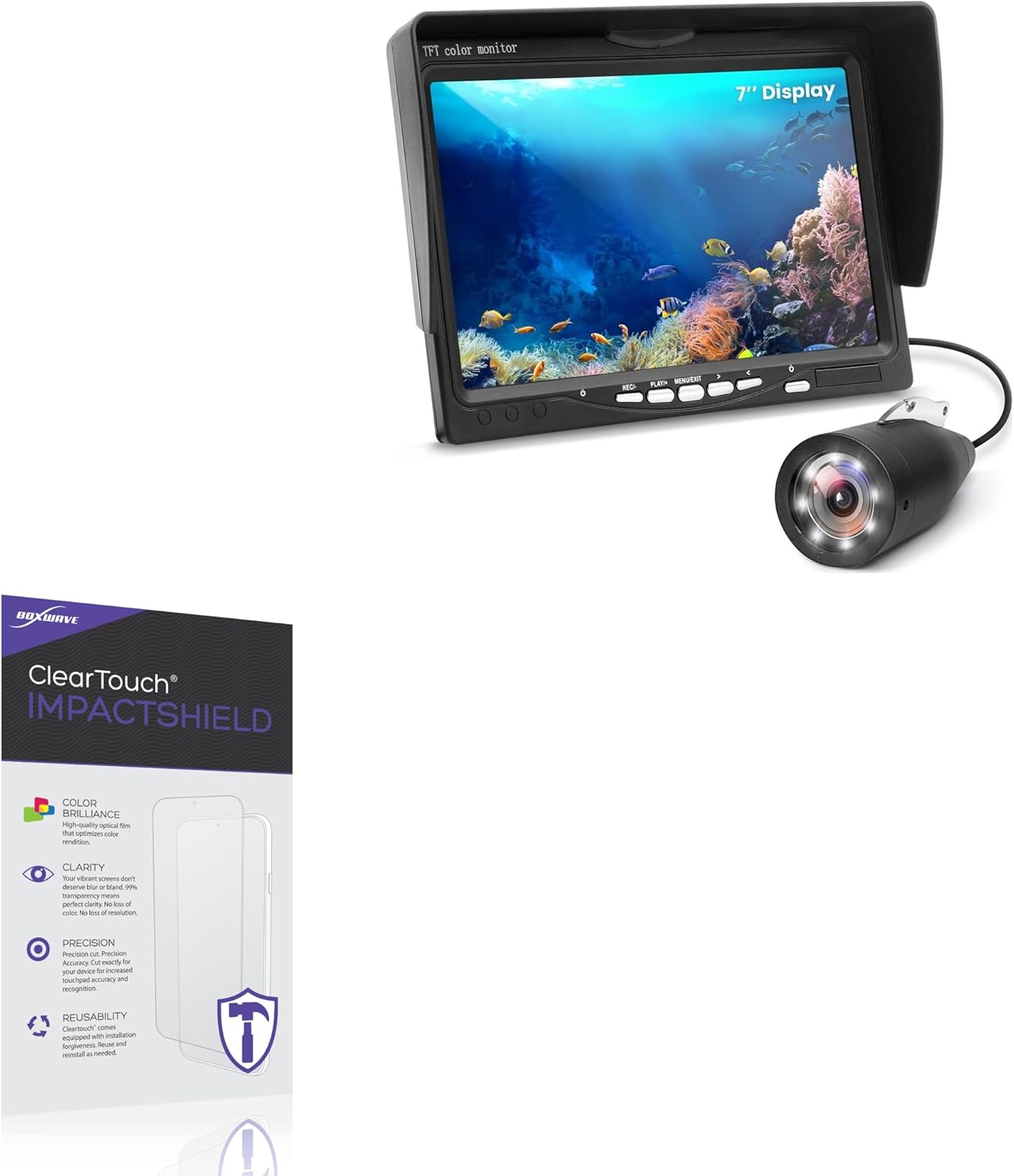 BoxWave Screen Protector Compatible With Pyle Underwater Fishing Camera (7 in) - ClearTouch ImpactShield (2-Pack), Impenetrable Screen Protector Flexible Film
