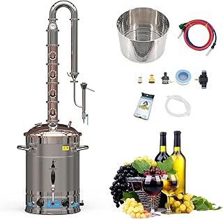 HOOLOO Alcohol Still 13.7Gal Alcohol Distiller Home Brewing Distillery Kit with 3” Copper Column for DIY Whisky Wine Brandy Gin Vodka Alcohol Making (CS65)